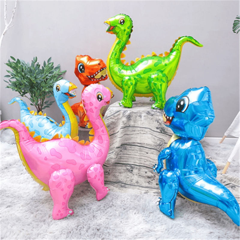 Paquete de 4 globos gigantes de aluminio de dinosaurio para decoración de  fiesta de cumpleaños de dinosaurios