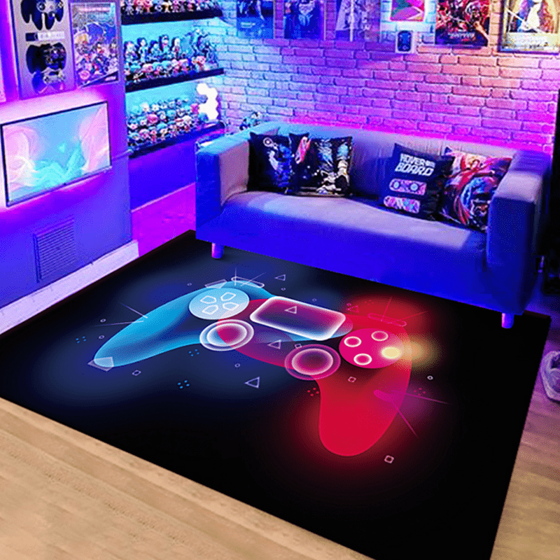 

1pc, Anime Gaming Rug With Game Controller Design - Perfect For Living Room, Bedroom, And Party Supplies - Printed Game Area For Teens And Men - Home Room Scene Decor And Holiday Accessory