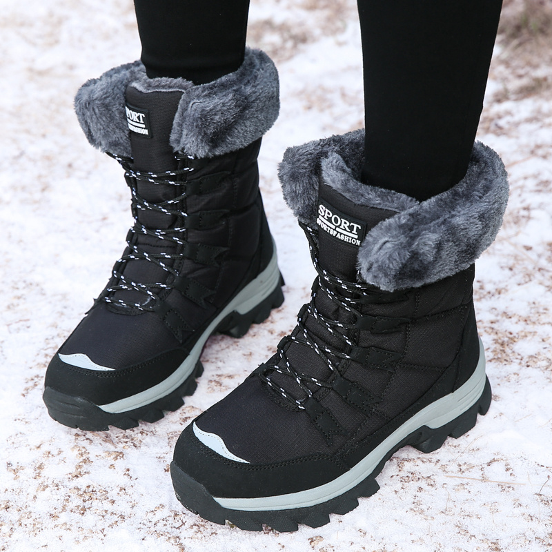 Comprar MAITA Botas de nieve para mujer, botas cortas deportivas de cuero  suave con suela gruesa de invierno, además de zapatos gruesos de algodón de  terciopelo