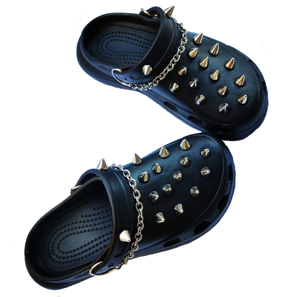 DIY Shoe Charms for Crocs Punk Metal Rivet Designers Chains Charms Spikes  Clogs Buckle Decorations Hip Hop Shoe Accessories
