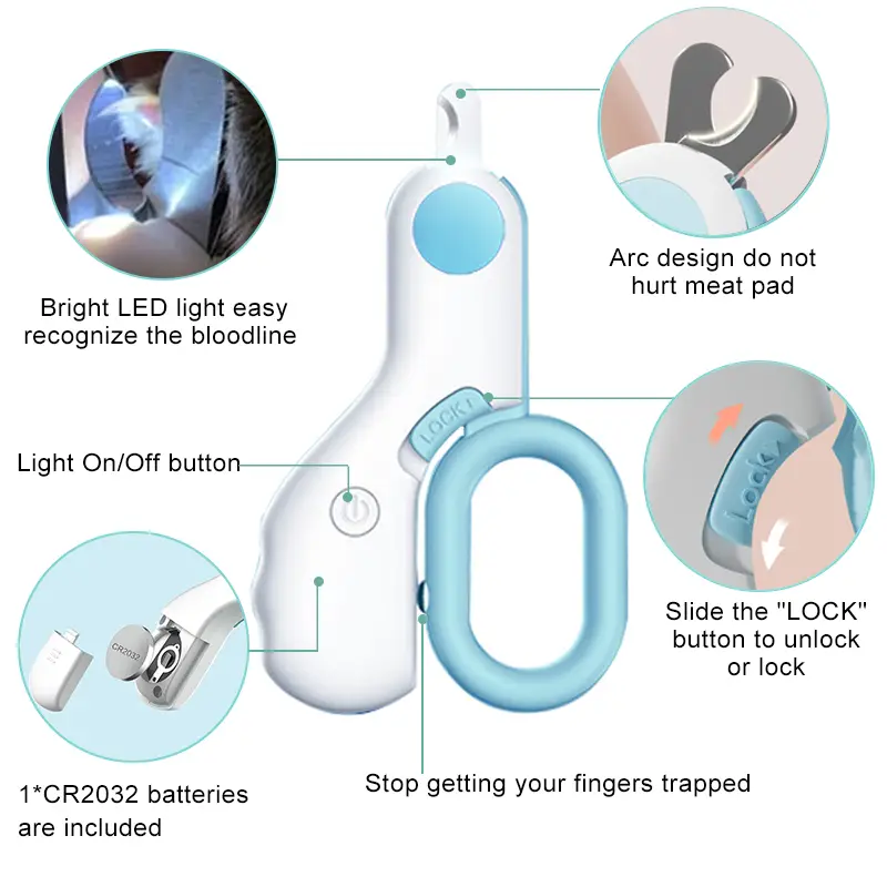 professional pet grooming kit nail clippers with led lights Product details 4