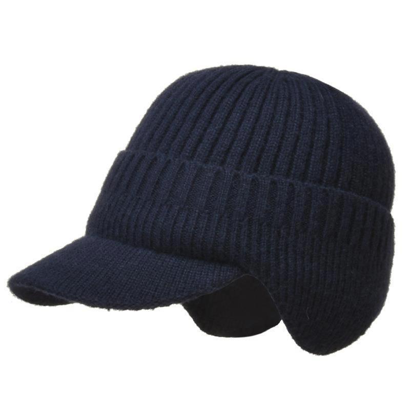 Mens Winter Visor Hat Beanie Hat With Earflaps Knitted Baseball With Short  Brim Ski Hat Warm Fleece Lining Hat - Jewelry & Accessories - Temu