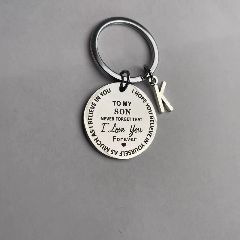Temu 1pc 1.18Inch/3cm Width (Initial A-T) Stainless Steel Engraved initials Keychain Key Ring Boy/Girl Inspirational Gift Keychain Best Gift Idea for