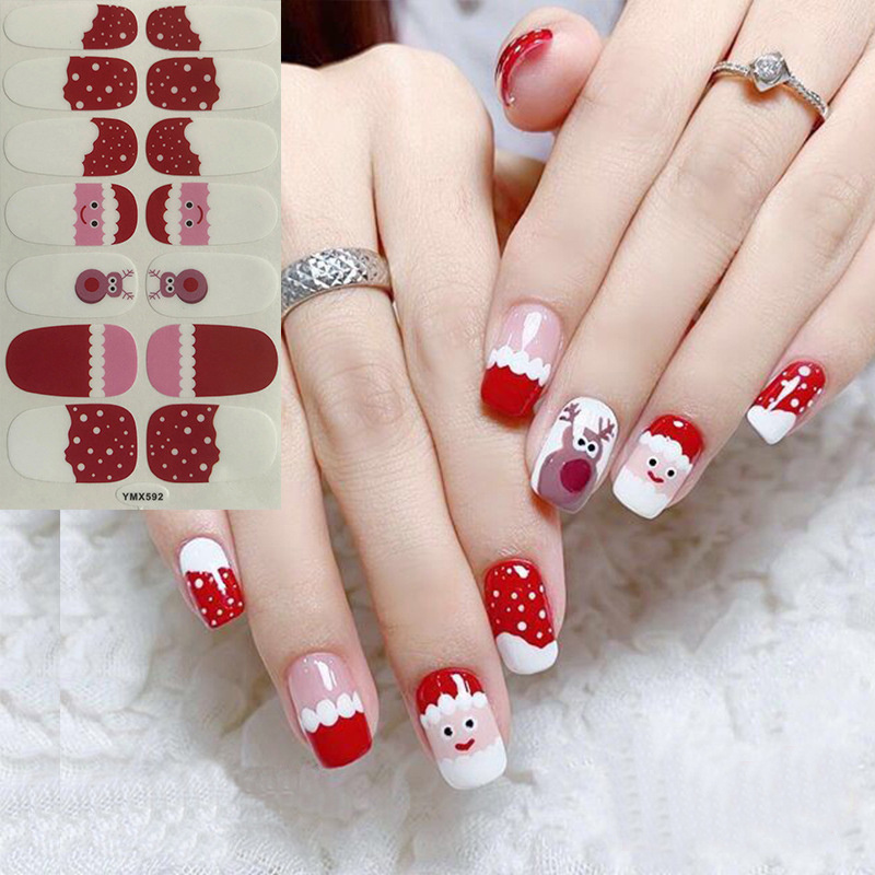 24pcs/set Christmas Fake Nails Press On Faux Ongles French Long Tips  Snowflakes Tree Design Diy Manicure False Acrylic Nails Kit - False Nails -  AliExpress