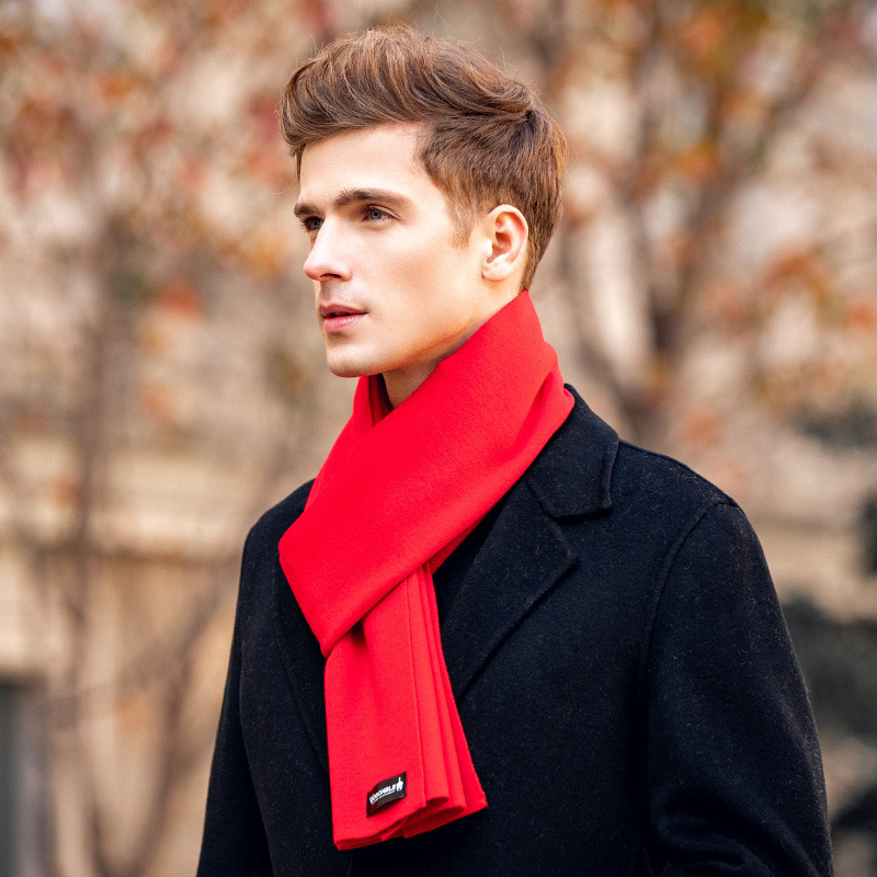 Men's Woolen scarf Long Warm Winter Soft Fashion Pure Color All-match  Skin-friendly Cashmere Male Scarf - Temu