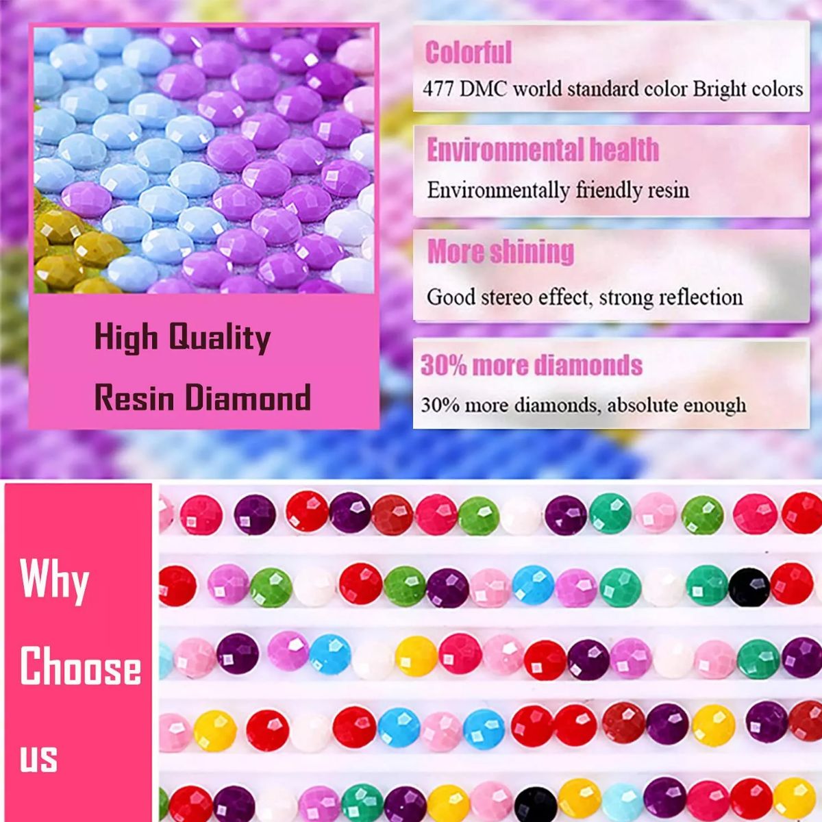  DIY 5D Diamond Painting Kits Full Drill Round Beads
