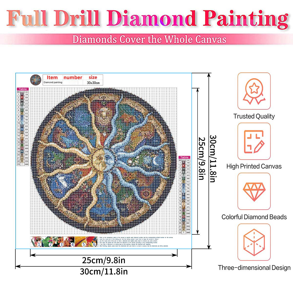 6 Pack 5D Diamond DIY Painting Kits Full Drill Diamond Art Crystal  Embroidery Painting for Home Wall Decor 