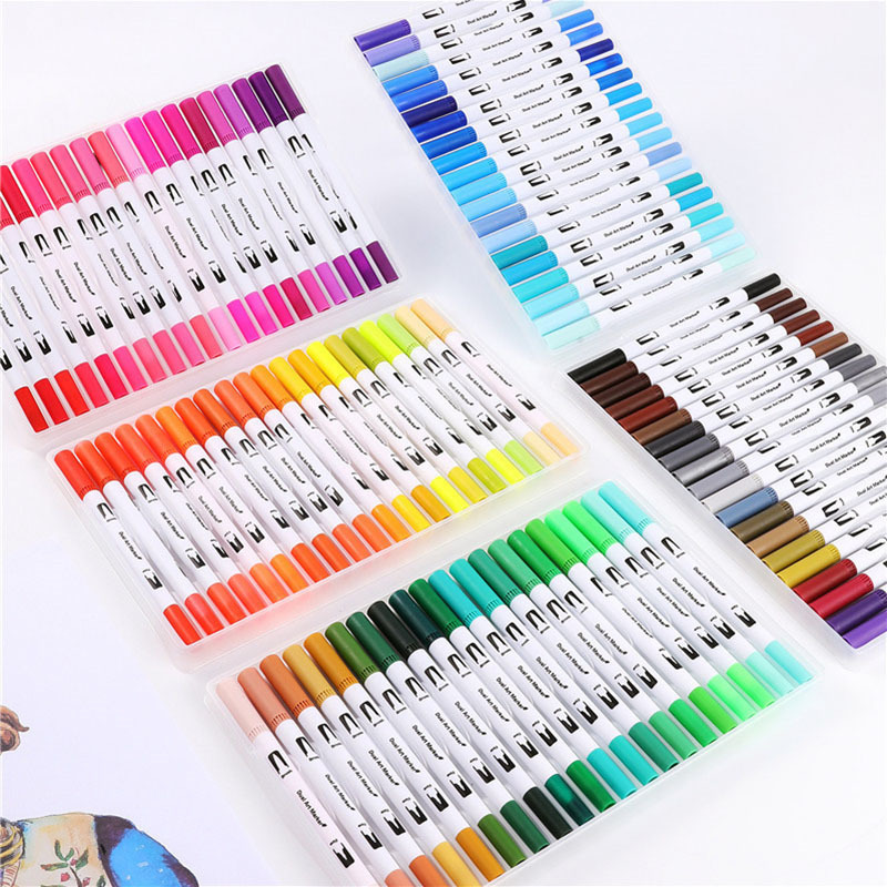 12 24 36 48 60 72 100 120 Colors Watercolor Brush Pen Colors Marker Pens  Painting Drawing Art Supplies - Office & School Supplies - Temu