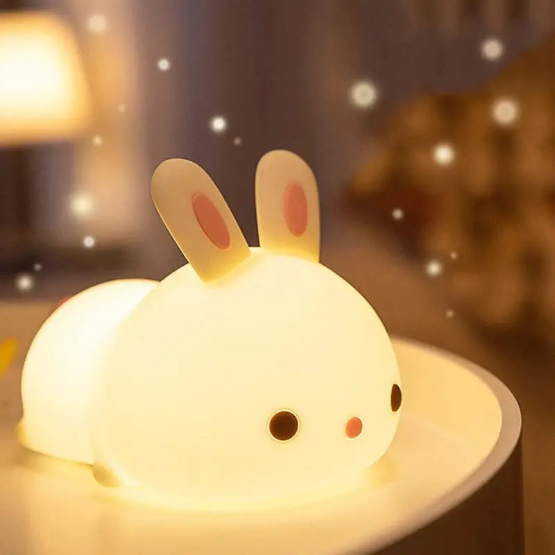1pc Cute Night Light, Rabbit Silicone Night Light, Bedroom Portable Animal Light Cute Room Decoration LED Night Light