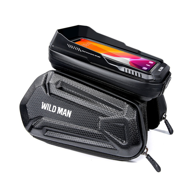 Fahrradtasche wasserdicht Wildman Bag XT6 Abnehmbare Hülle für Telefon 6,8  Zoll Rahmen Fahrradtasche 1,2l schwarz 