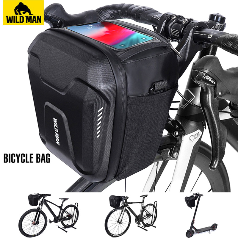 

Wild Man Waterproof Bicycle Handlebar Bag 6.7" Reflective Touch Screen Phone Case Bag, Cycling Front Bag, Bike Accessories