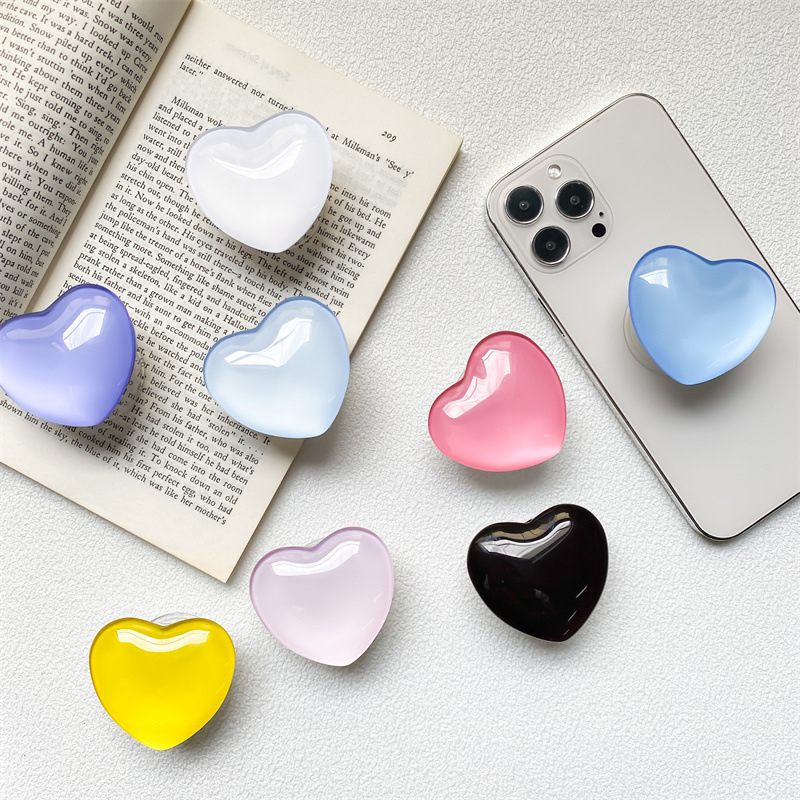 Phone Bracket 3d Glass Transparent Epoxy Crystal Ball Heart - Temu