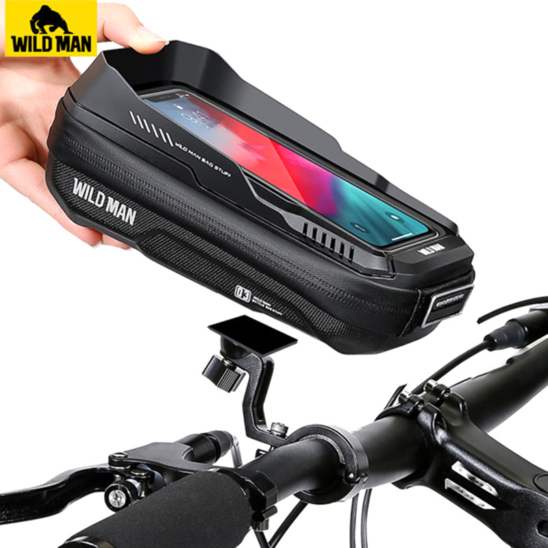 

Wild Man Rainproof Bike Bag - Hard Shell Phone Holder Case With Touch Screen - Perfect For Mtb And Road Bikes - Keep Your Phone Safe And Secure While Cycling