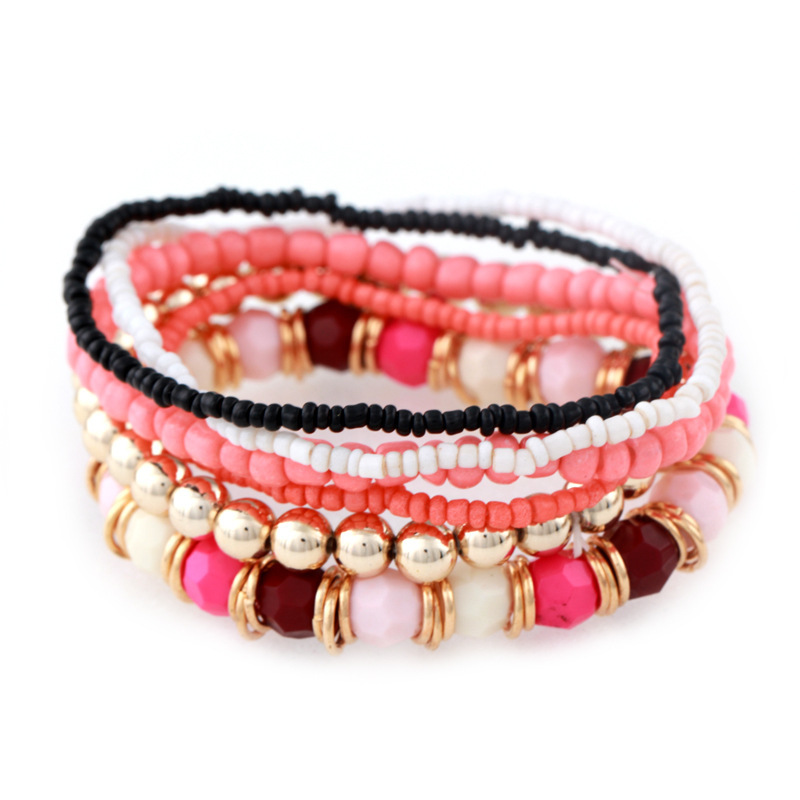 Pink Lemonade Patterned Handmade Bead Bracelet – Intention Beads