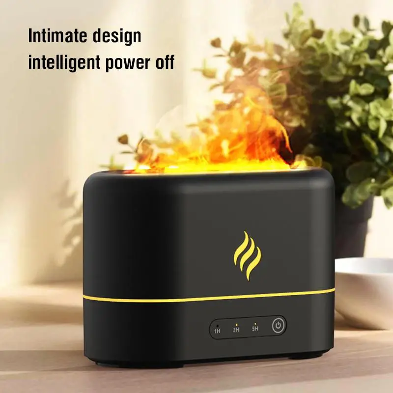 1pc 7 colors flame simulation ultrasonic humidifier with aromatherapy and lighting usb powered essential oil diffuser for bedroom and travel details 2