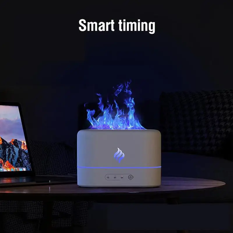 1pc 7 colors flame simulation ultrasonic humidifier with aromatherapy and lighting usb powered essential oil diffuser for bedroom and travel details 3