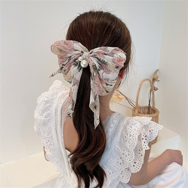 French Pearl Bow Hair Clip For Female Hair Clip Sweet And Hair