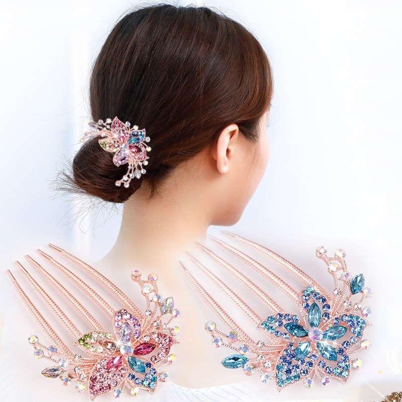 Alloy Faux Diamond Hair Accessories Five tooth Comb Match Temu