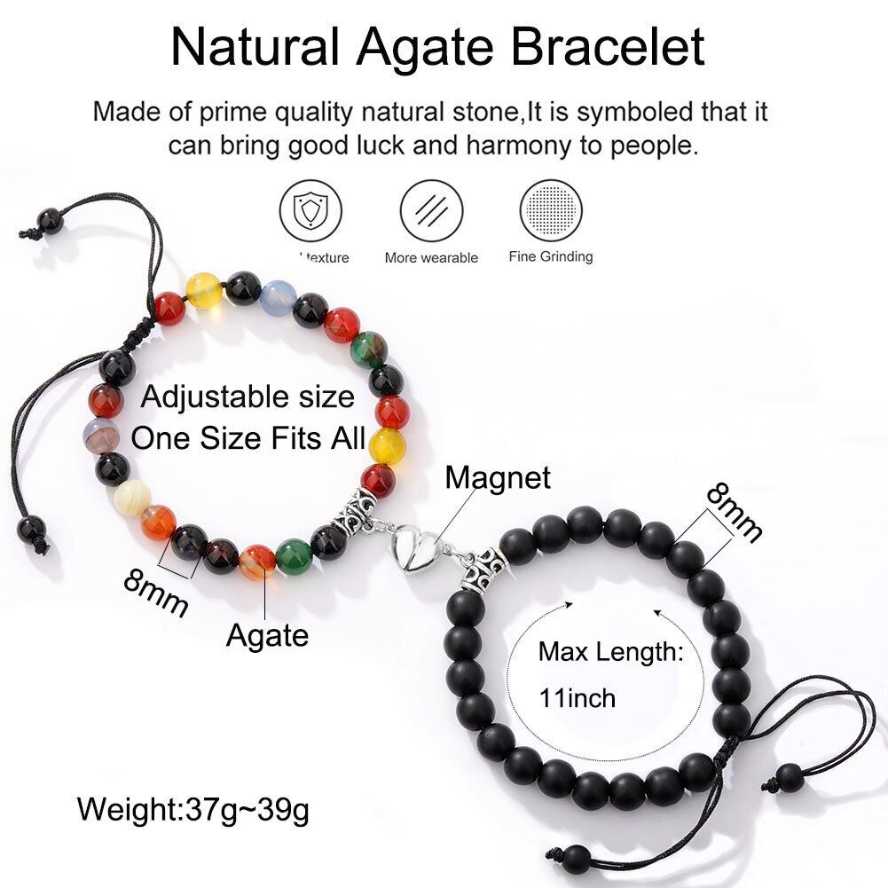 Burgundy Garnet Double Circle Bracelet Suitable Men Women - Temu