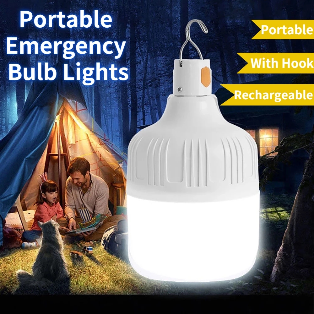 Bombilla USB portátil LED 5 W 5 V de atenuación táctil de luz de emergencia  con cable de 8.2 ft para camping, garaje, almacén, coche