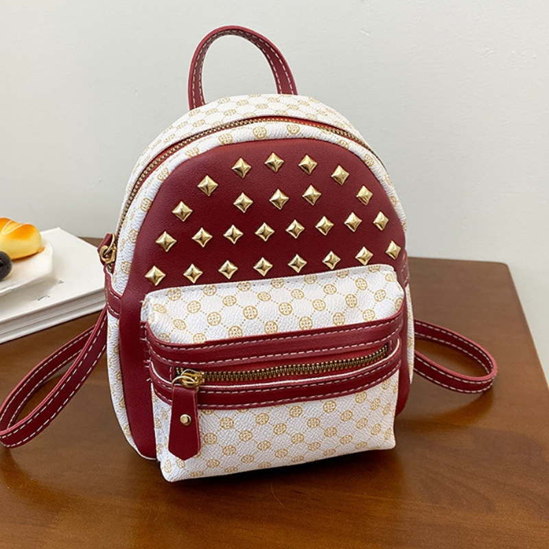 Cute Zipper Backpack, Geometric Pattern Backpack With Adjustable Strap,  Handbag Coin Purse - Temu