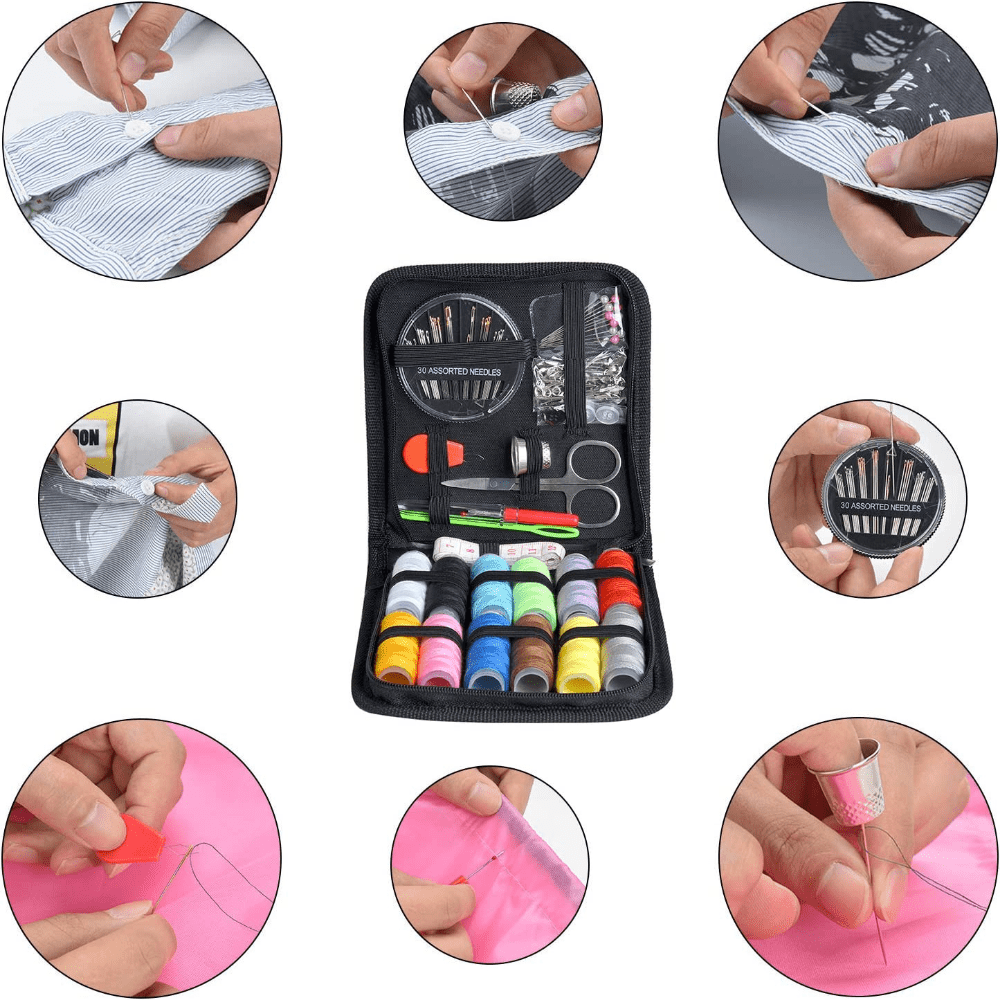 BiaoGan 172PCS Sewing Kit, Sewing Machine Kit Premium Sewing Accessories  and Supplies Kit with Thread Spools Needle Scissors Thimble Tape Measure  for