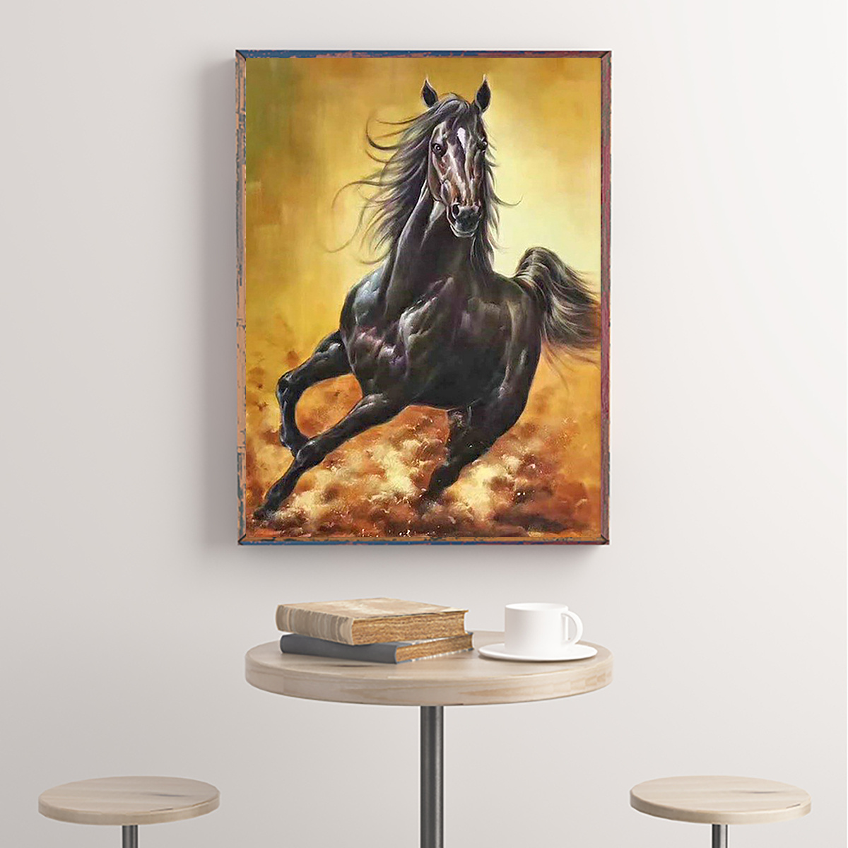 Diamond Painting Horse Themed Black Canvas Style Design Embroidery House  Display