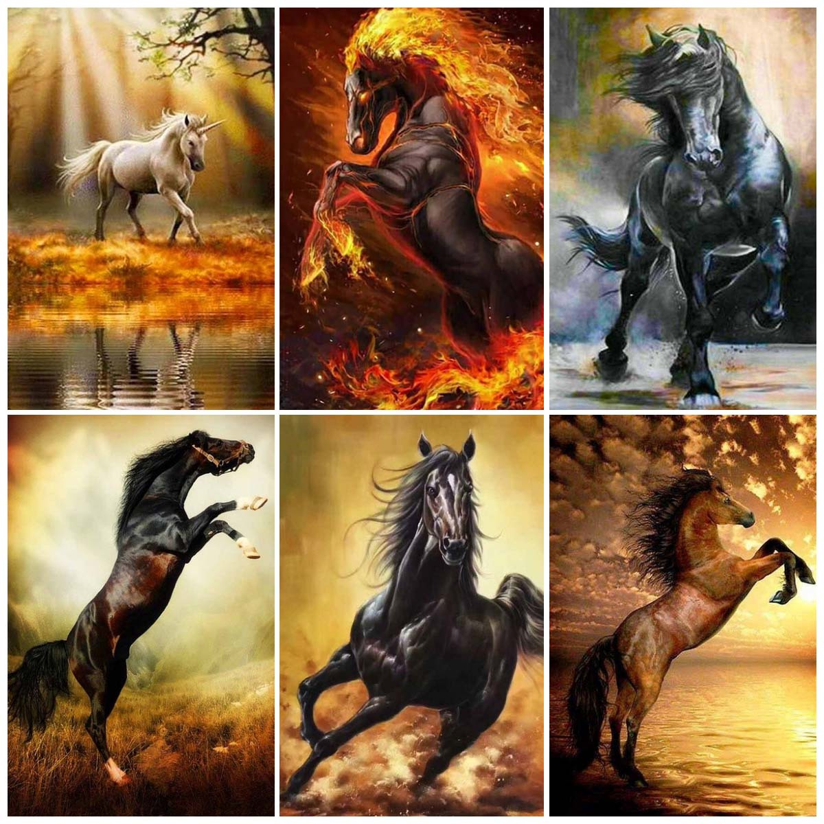 Noche Beautiful Black Horse Diamond Painting, Fun Animal. Horse DIY  Interaction Craft Digital Painting for Adults, Suitable for Bathroom Decor  Wall
