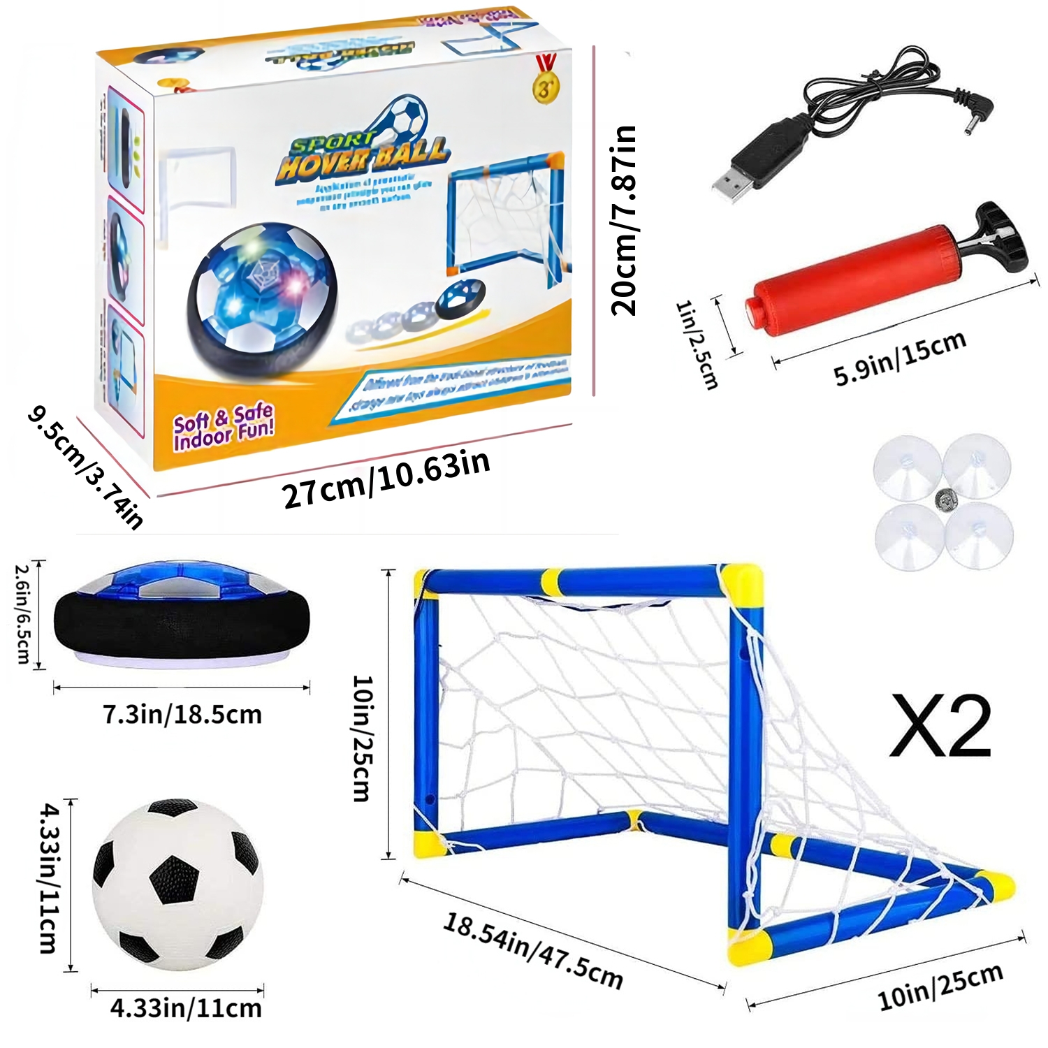 Jeu de balle de football Hover pour enfants, avec 2 but, Air, lumière LED,  Rechargeable par USB - AliExpress