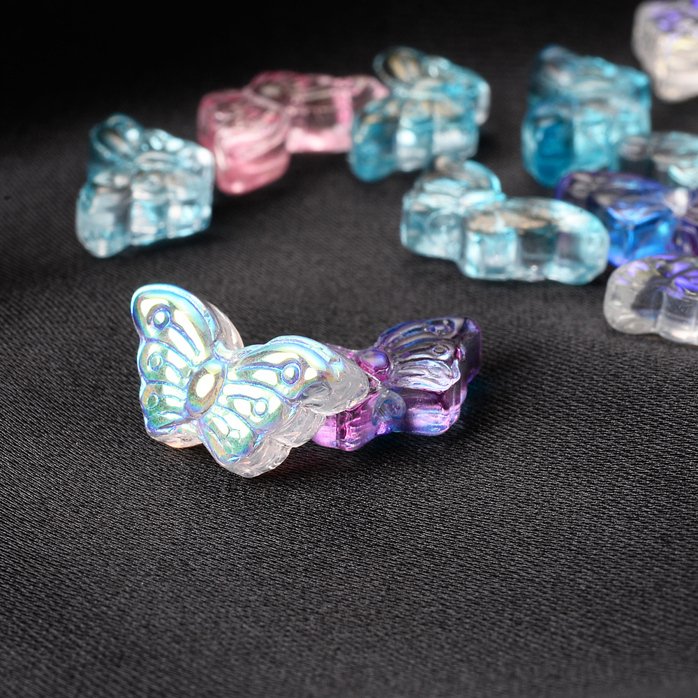 Shiny Ab Crystal Butterfly Beads Colorful Glass Spacer Beads - Temu