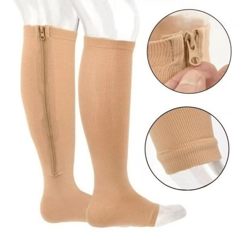 Knee High Compression Socks Toe Opening Zipper Leg Support - Temu