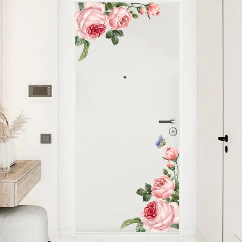 New Ad3045 Peony Flower Sticker Wardrobe Door Stickers - Temu