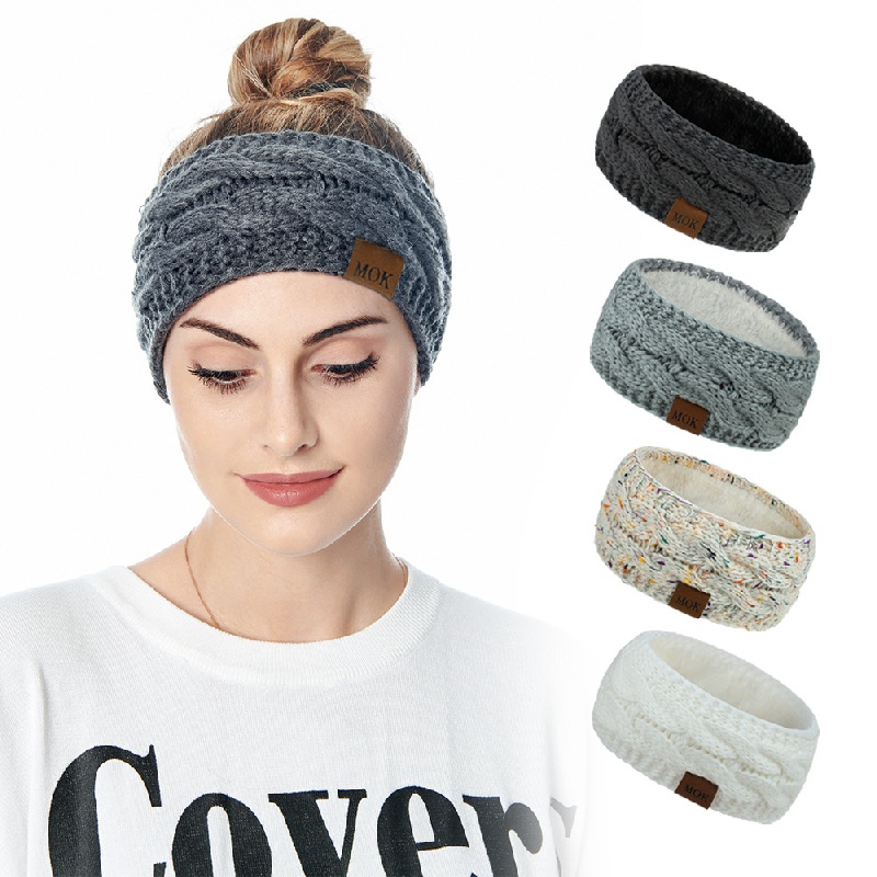 

Autumn And Winter Plus Velvet Beanie Knitted Hairband For Women, Soft Fashion Sports Headband