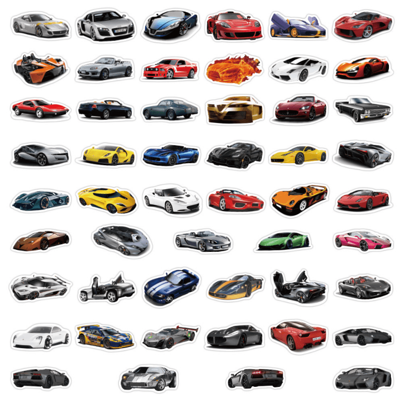 100Pcs Sports Cars Graffiti Stickers Waterproof Stickers Decals For Car Motorcycle Laptop Luggage Water Bottle Skateboard Decor Accessories