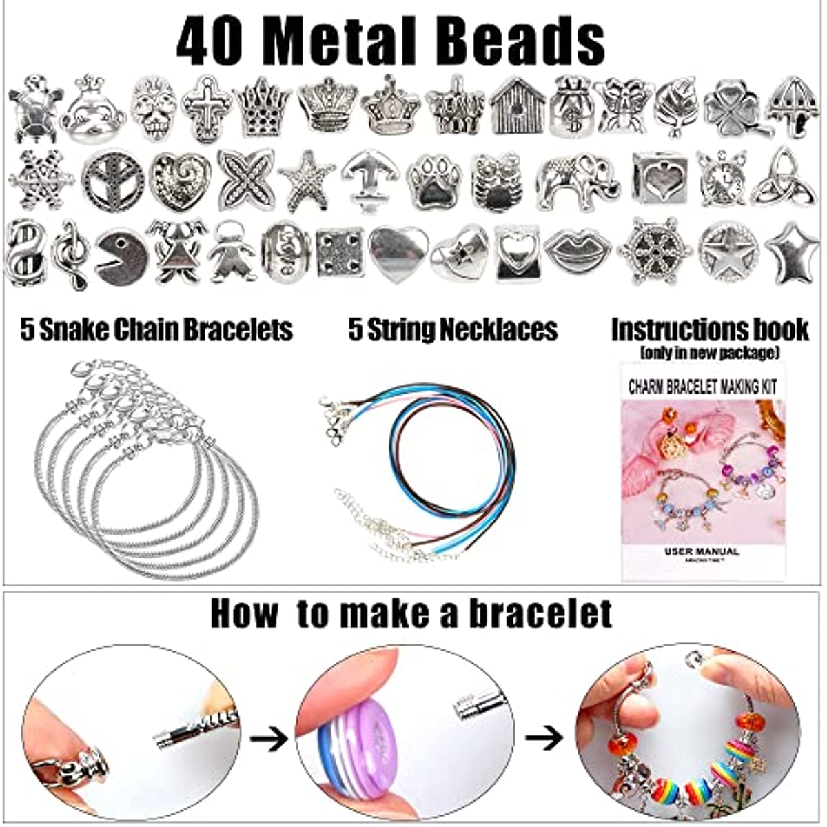 Girls Bracelet Making Kit, 129 Pcs Charms Bracelets Set, Jewelry Charms,  DIY Bracelets, Teen Girls Jewelry Christmas Gift