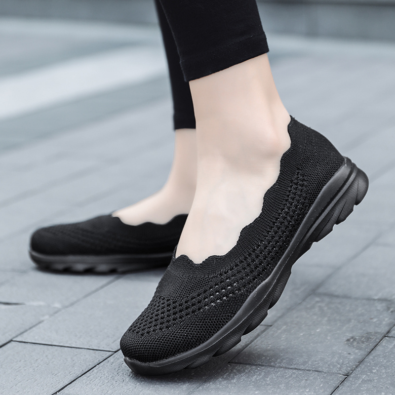 Women's Knit Slip On Soft Sole Walking Shoes, Breathable Mesh Loafer ...