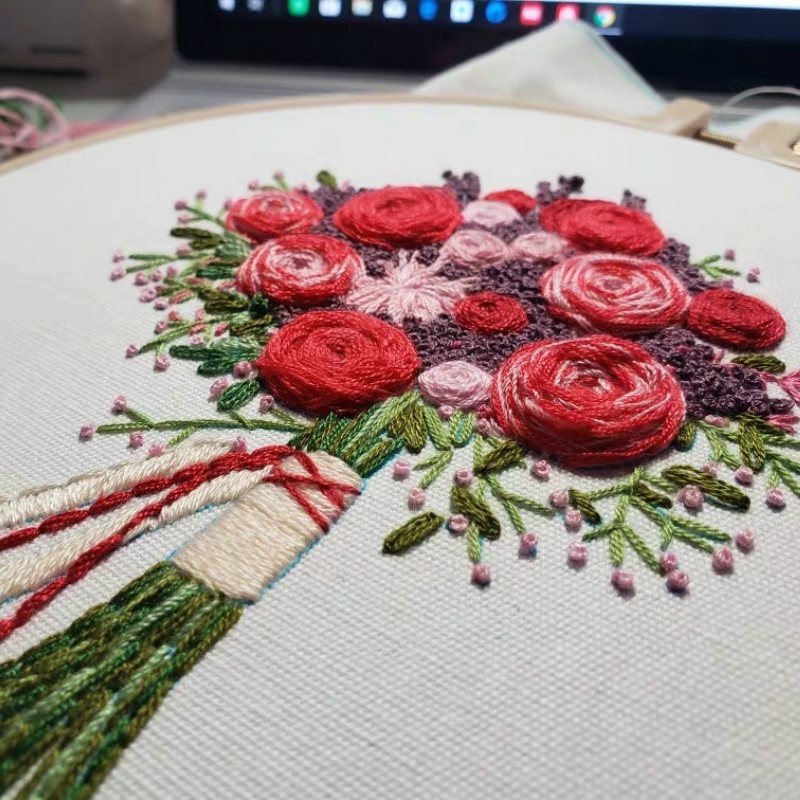 Needlework Diy Cross Stitch Kit Full Embroidery Kits Flowers - Temu