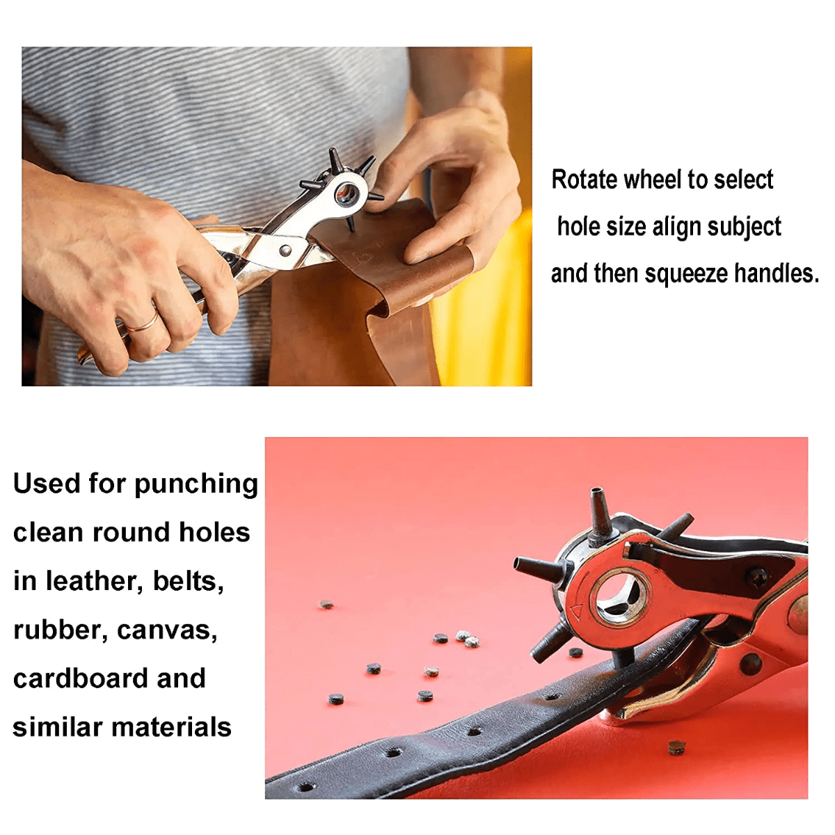 Advancent Perforadora multifuncional para cinturón con 6 agujeros  Perforadora de cuero para cinturones de cuero Tarjetas Tela de papel  Electrodomésticos Advancent HA023941-00