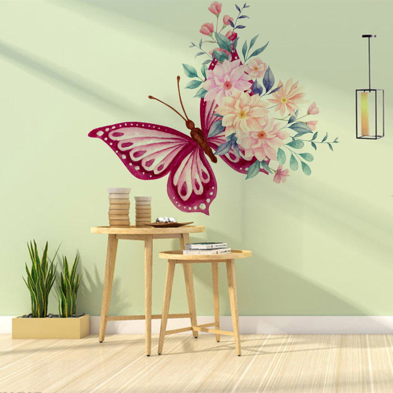 Colorful Flower Plant Butterfly Wall Sticker Self Adhesive - Temu