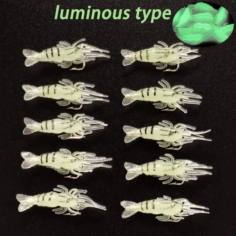 Glow in dark Silicone Shrimp Fishing Lure Hooks Realistic - Temu