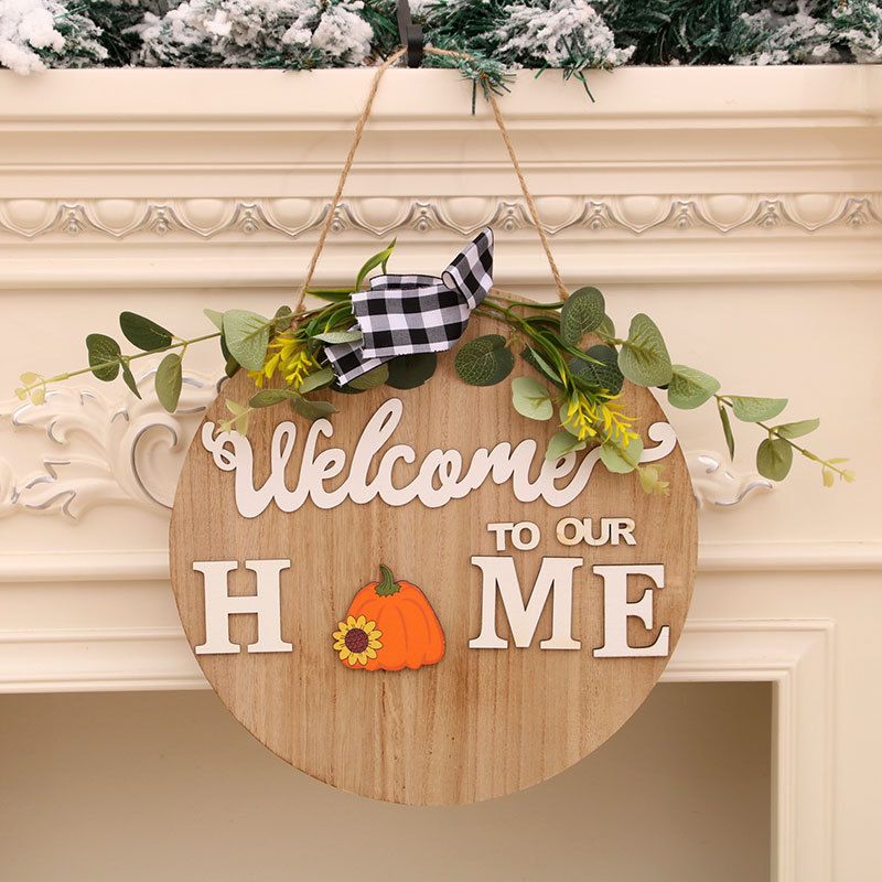 Bow Diy Replaceable Pattern Wooden Welcome Door Sign - Home & Kitchen ...