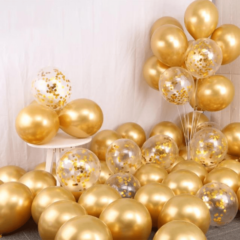 15pcs 12 inch Transparent Glitter Confetti Balloon for Wedding Proposal Birthday Party Decorations (Gold Silver), Size: 12x7x1CM