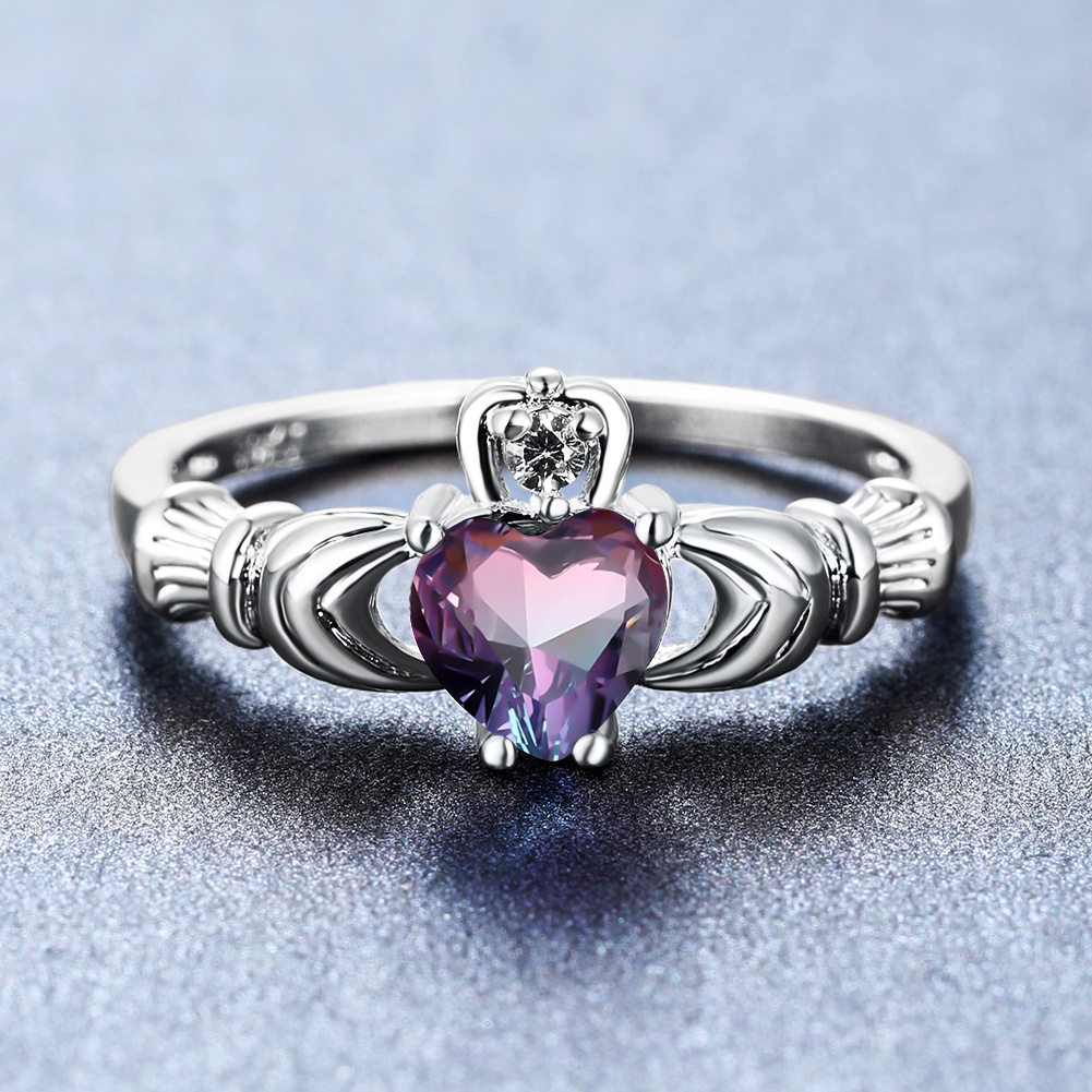 Women's Hot Irish Heart Shaped Multicolor Zirconia Ring