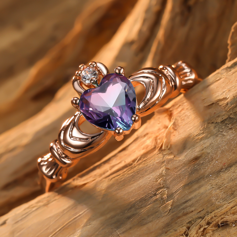 Women's Hot Irish Heart Shaped Multicolor Zirconia Ring