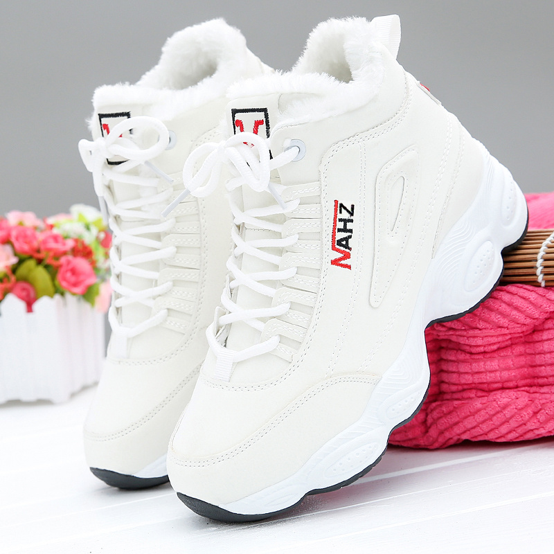 Solid plush running shoes women s thermal casual thick lined footwear