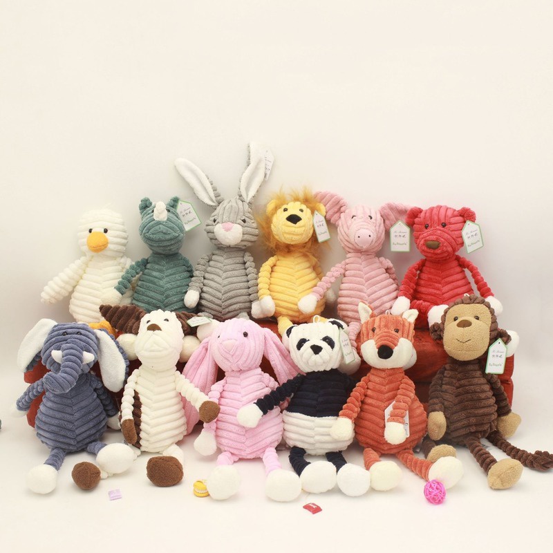 

7 Inch / 18cm Striped Plush Animal Doll, Cute Monkey Elephant Gray Rabbit Bear Fox Lion Children Birthday Gift Toys