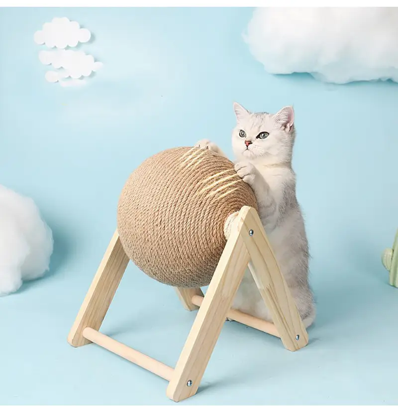 premium sisal rope cat scratching ball toy durable board for grinding paws and keeping cats entertained details 4