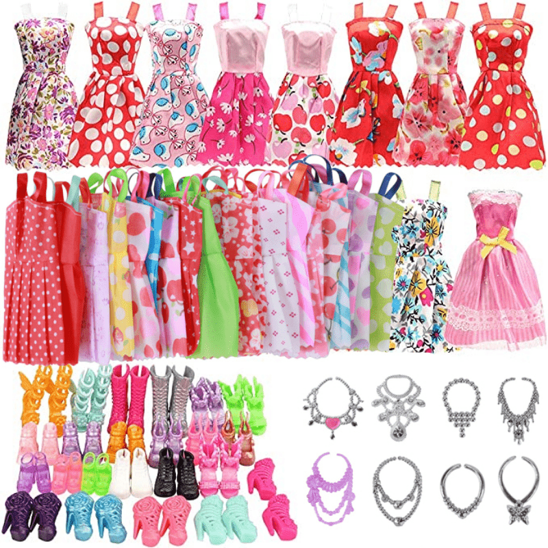 

26pcs/pack Doll Clothes And Accessories(10pc Random Fashion Dresses+10 Shoes+6 Necklaces For 11inch Doll) , Halloween/thanksgiving Day/christmas Gift