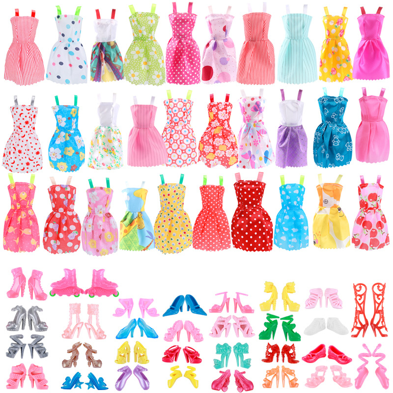 Doll Clothes Accessories ( Random Fashion Dresses+10 Shoes+6