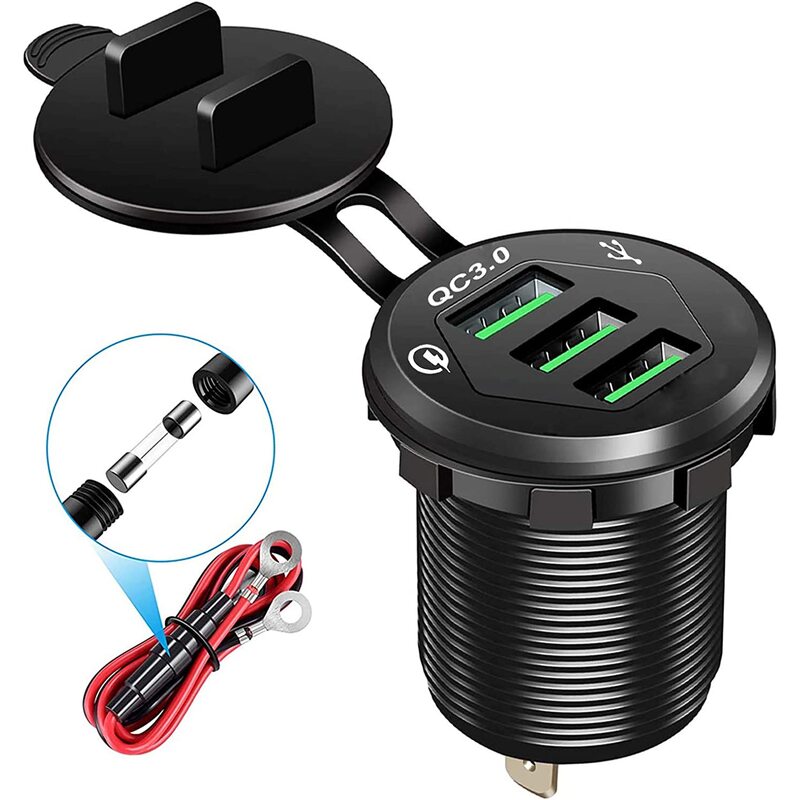 Super Fast Charging For Your Car: 3x Usb 3.0 Car Charger With 10a Aluminum  Wire Fuse Temu New Zealand